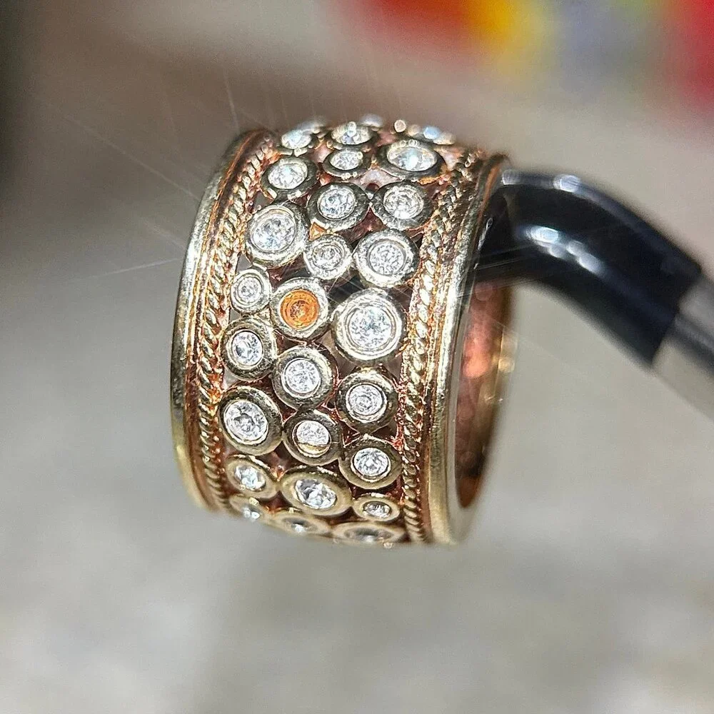 Rhinestones Wide‎ Band Ring